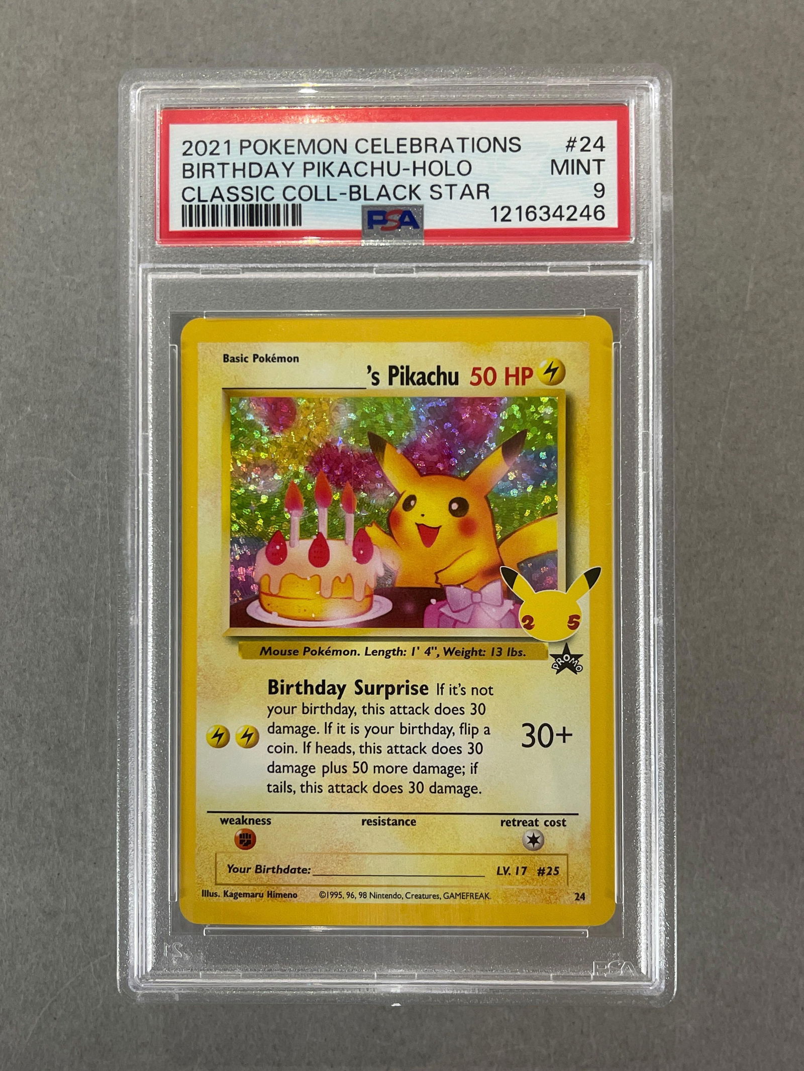 2021 Pokemon Celebrations Classsic Coll. - Black Star Birthday Surprise - Holo Pikachu #24 PSA 9 (1 of 2)