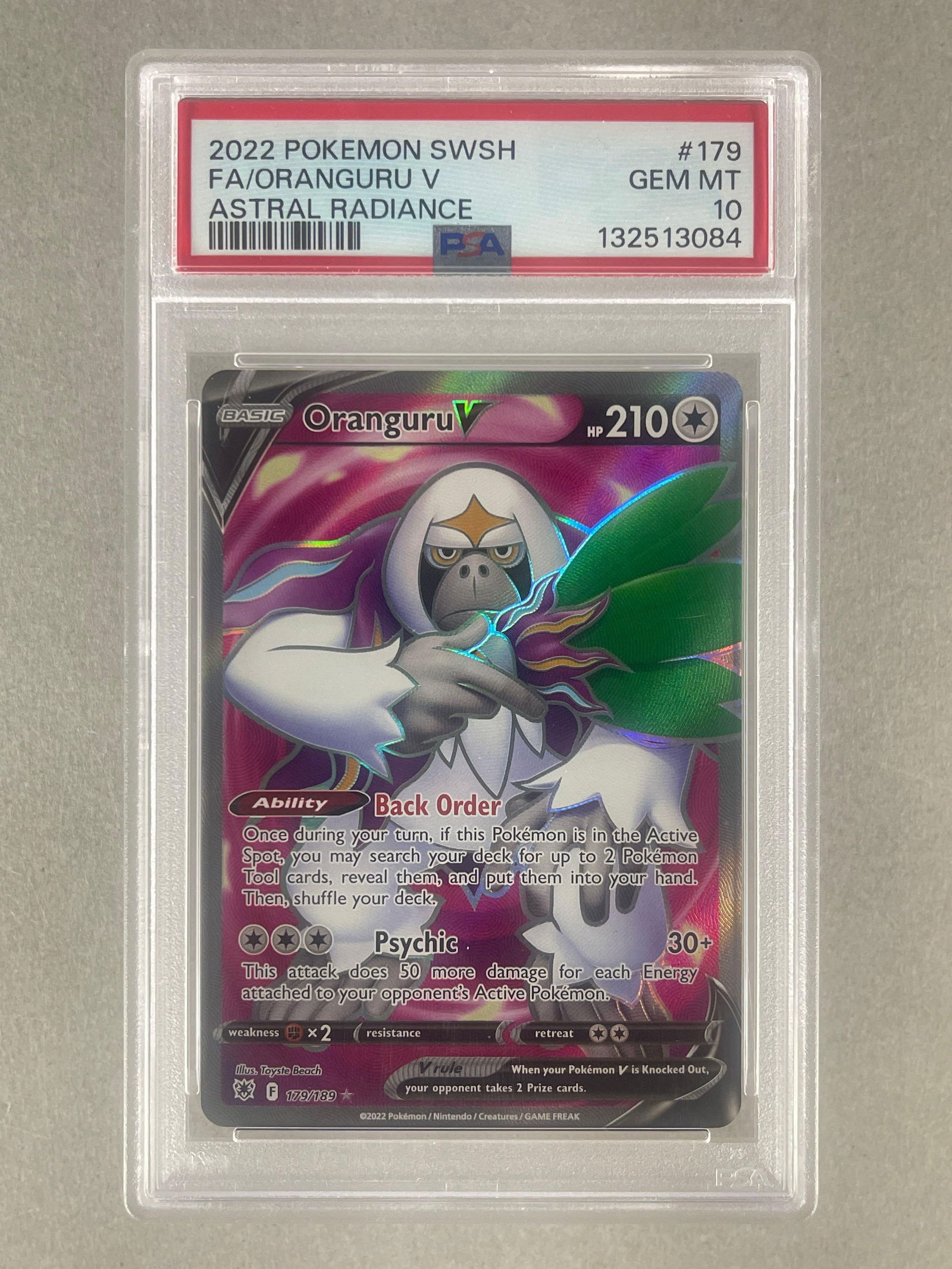 2022 Pokemon Sword and Shield Astral Radiance Full Art Oranguru V #179 PSA 10 (1 of 2)