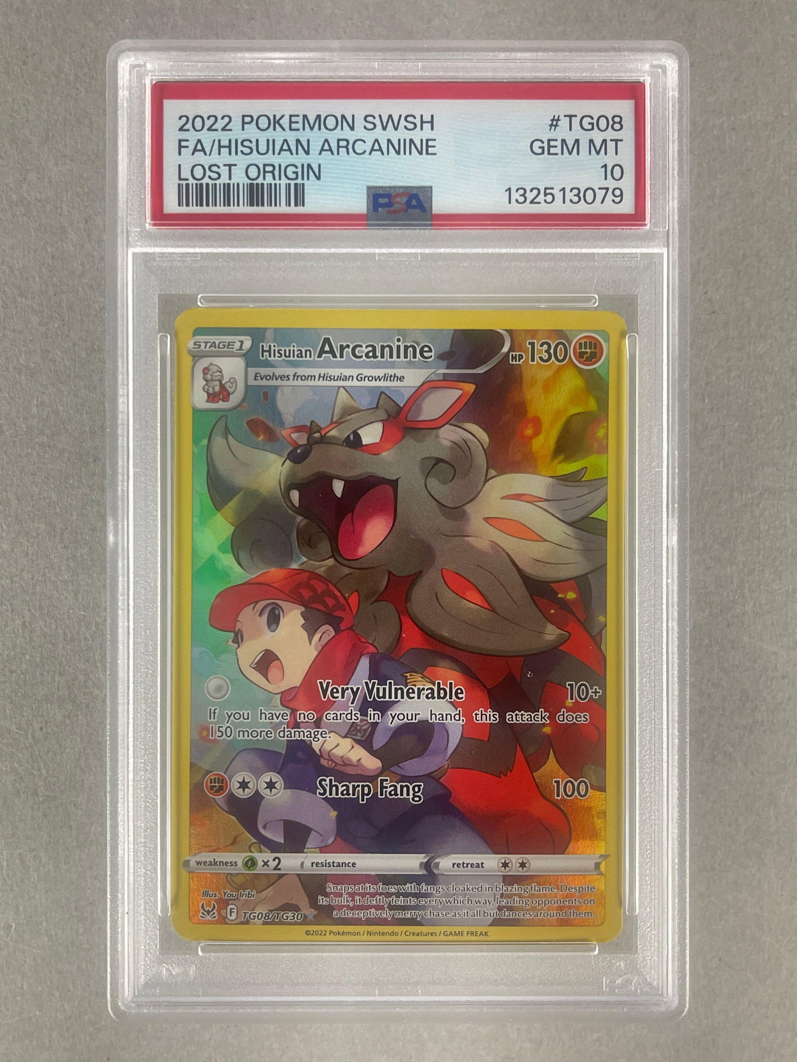 2022 Pokemon Sword and Shield Lost Origin Full Art Hisuian Arcanine #TG08 PSA 10 (1 of 2)