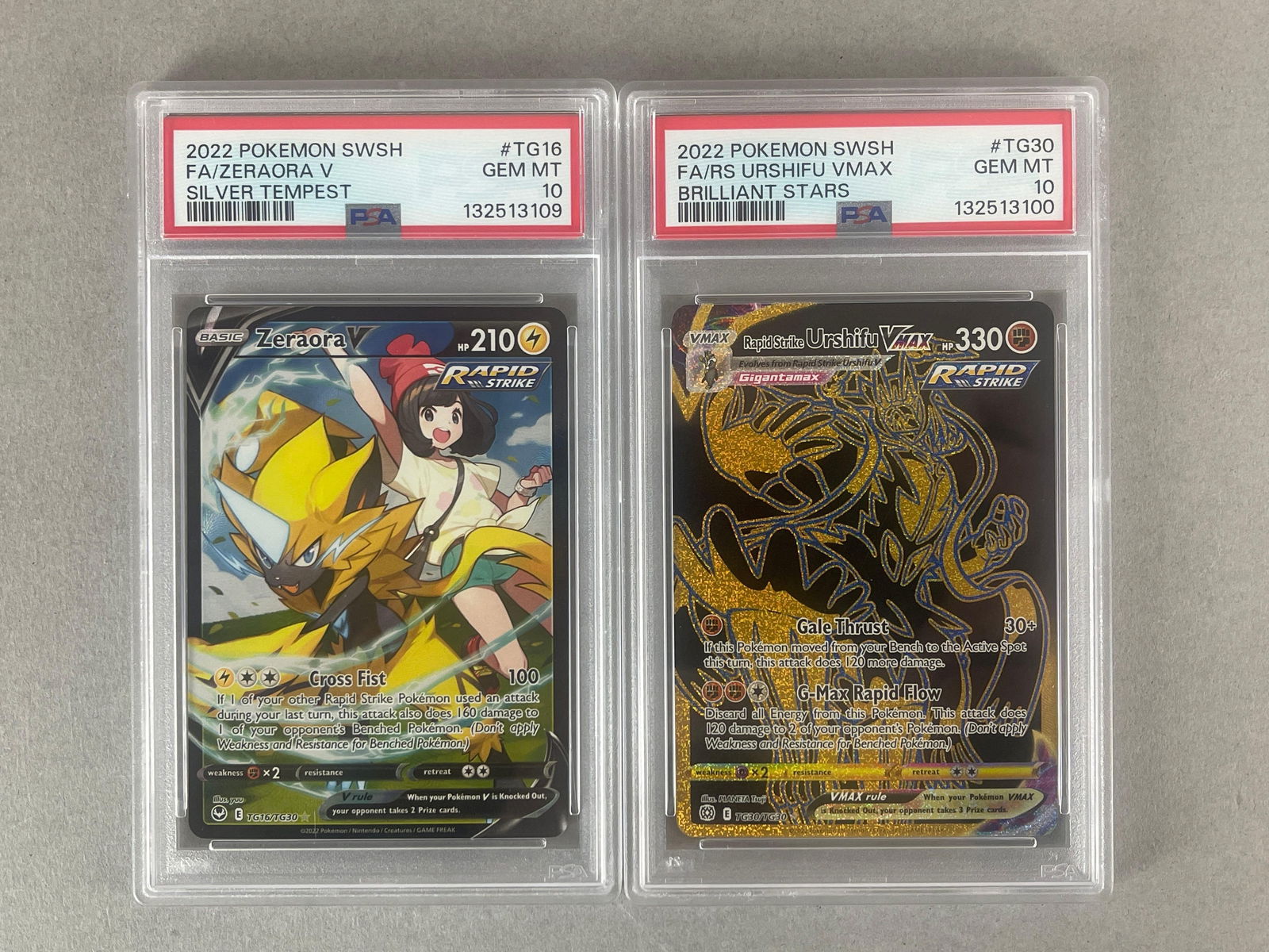 2022 Pokemon Sword and Shield Full Art PSA 10s: Silver Tempest Full Art Zeraora V #TG16 PSA 10