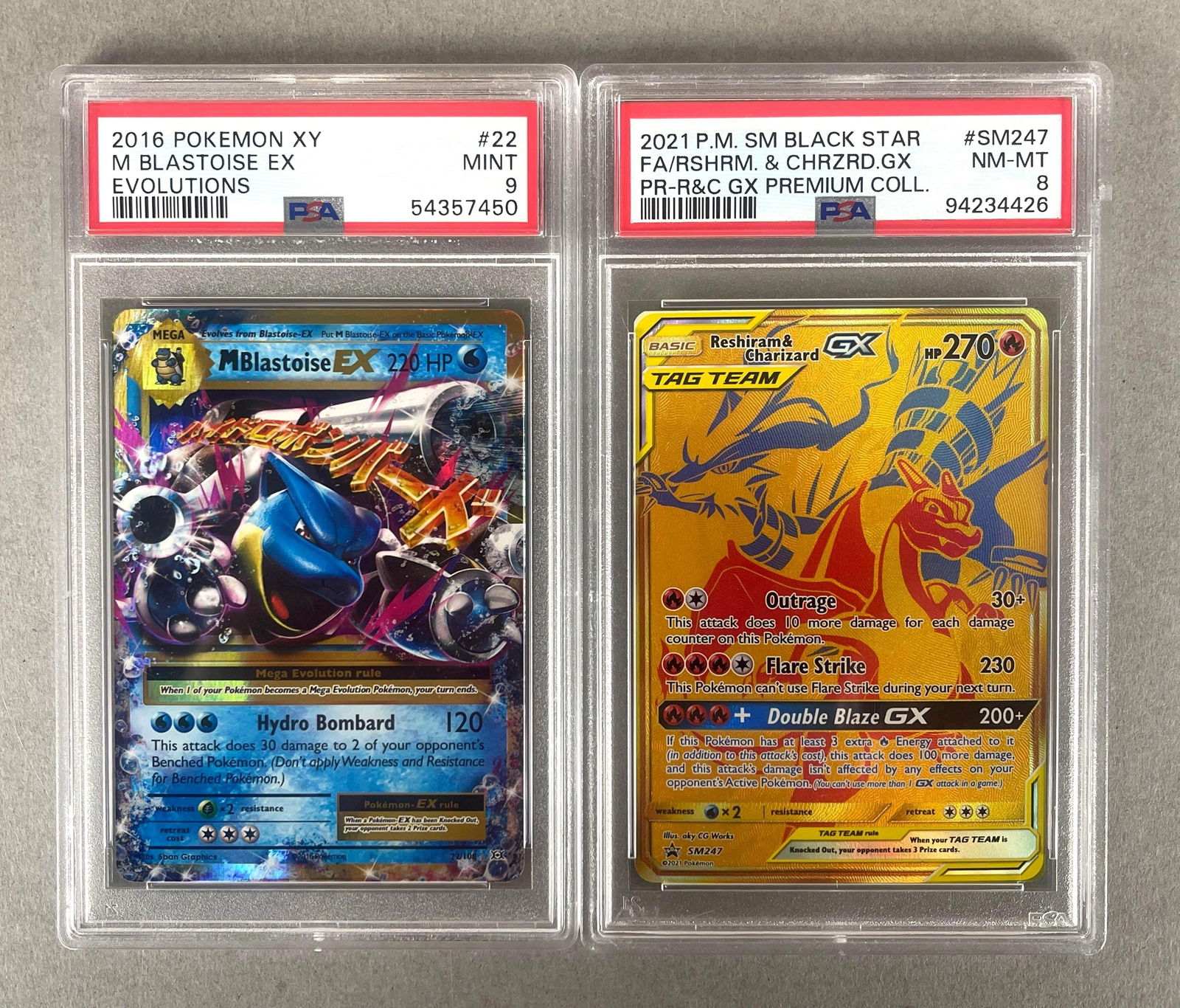 2016 Graded Pokemon XY Mega Blastoise ex #22 and 2021 Promo Charizard GX #SM247 (1 of 2)