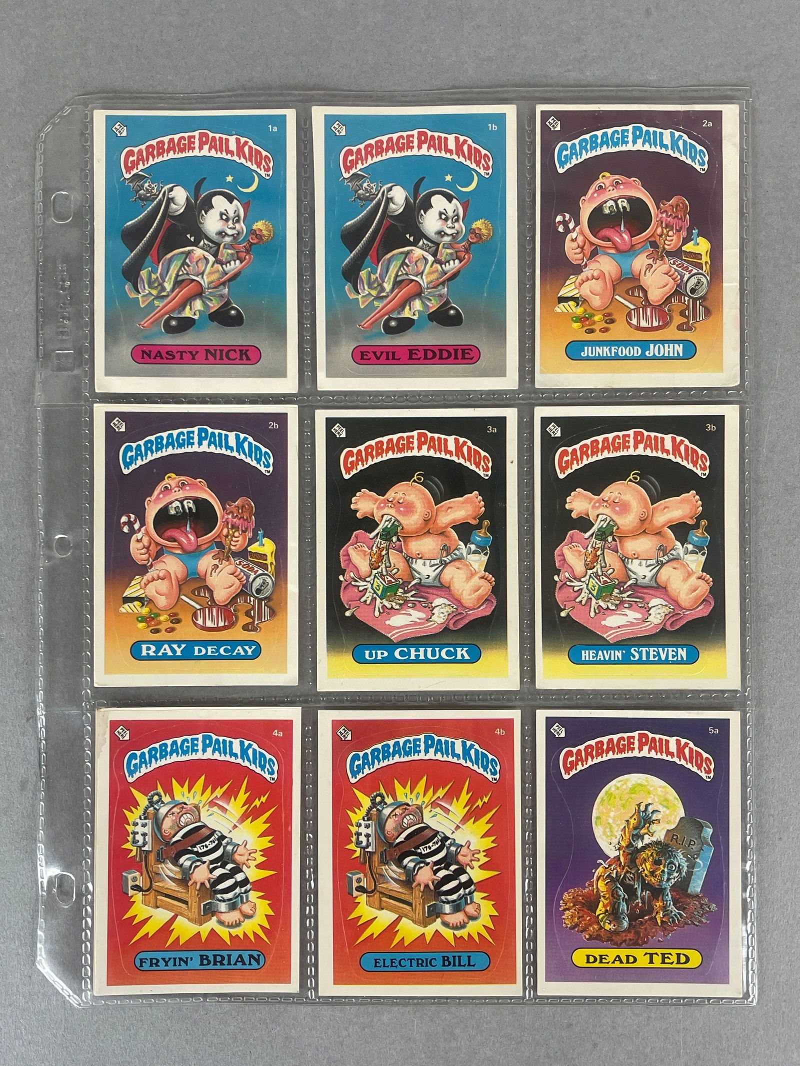 1985 Topps Garbage Pail Kids Series 1 Complete Set - Glossy: VG - Mid-grade with some better, Some cards are matte 4b, 5b, 6a, 6b, 11a, 39a, and 39b, Contains 6 duplicates