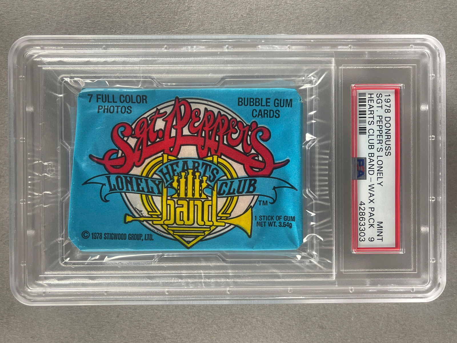 1978 Donruss SGT. Peppers Lonely Hearts Club Band Wax Pack PSA 9: 1978 Donruss SGT. Peppers Lonely Hearts Club Band Wax Pack PSA 9, Population - 1, Highest Graded