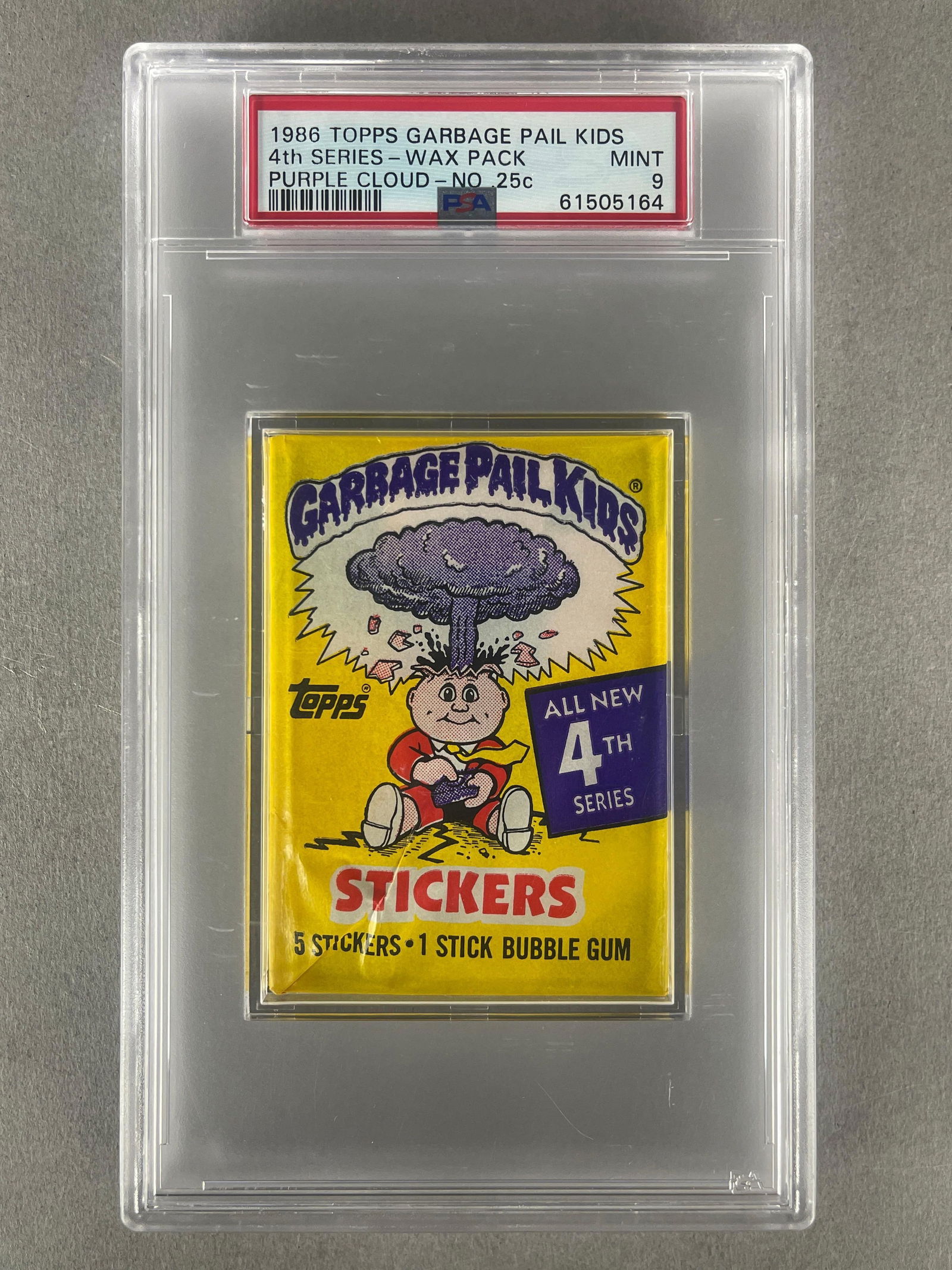 1986 Topps GPK Purple Cloud Wax Pack 4th Series PSA 9, Error: 1986 Topps GPK Purple Cloud Wax Pack 4th Series PSA 9, Error, No 25 cent, Only 3 graded higher