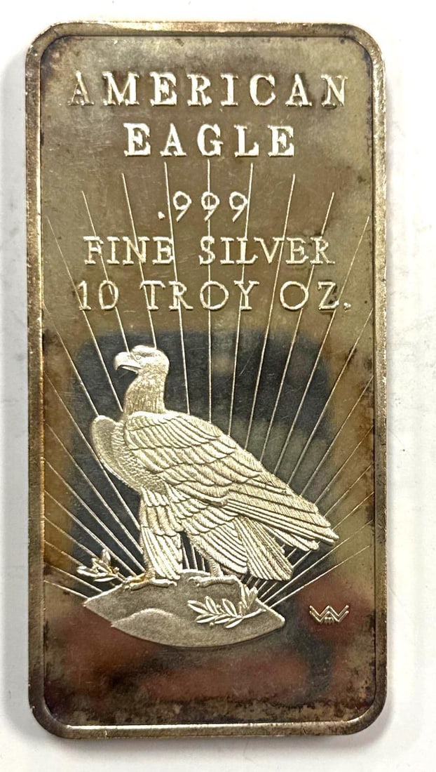 RARE Vintage World Wide Mint American Eagle 10 oz .999 Fine Silver Bar: RARE Vintage World Wide Mint American Eagle 10 oz .999 Fine Silver Bar