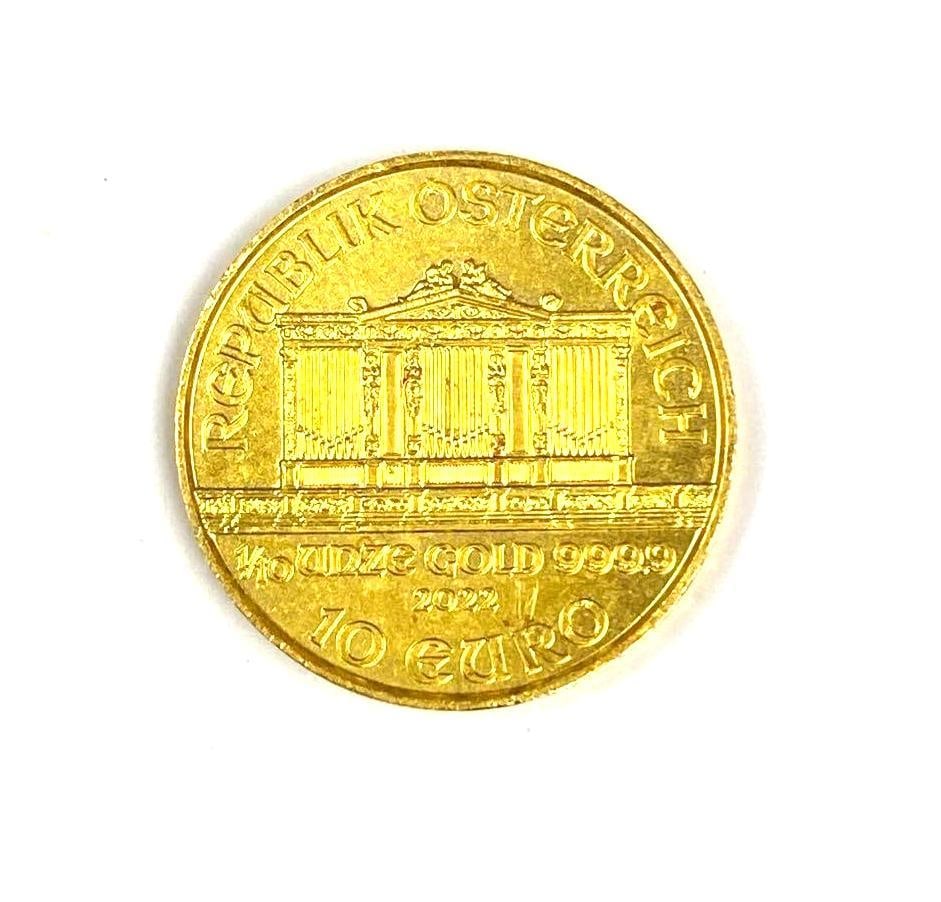 2022 Republik Osterreich 10 Euro Philharmonic 1/10oz .999 Fine Gold Coin (1 of 2)