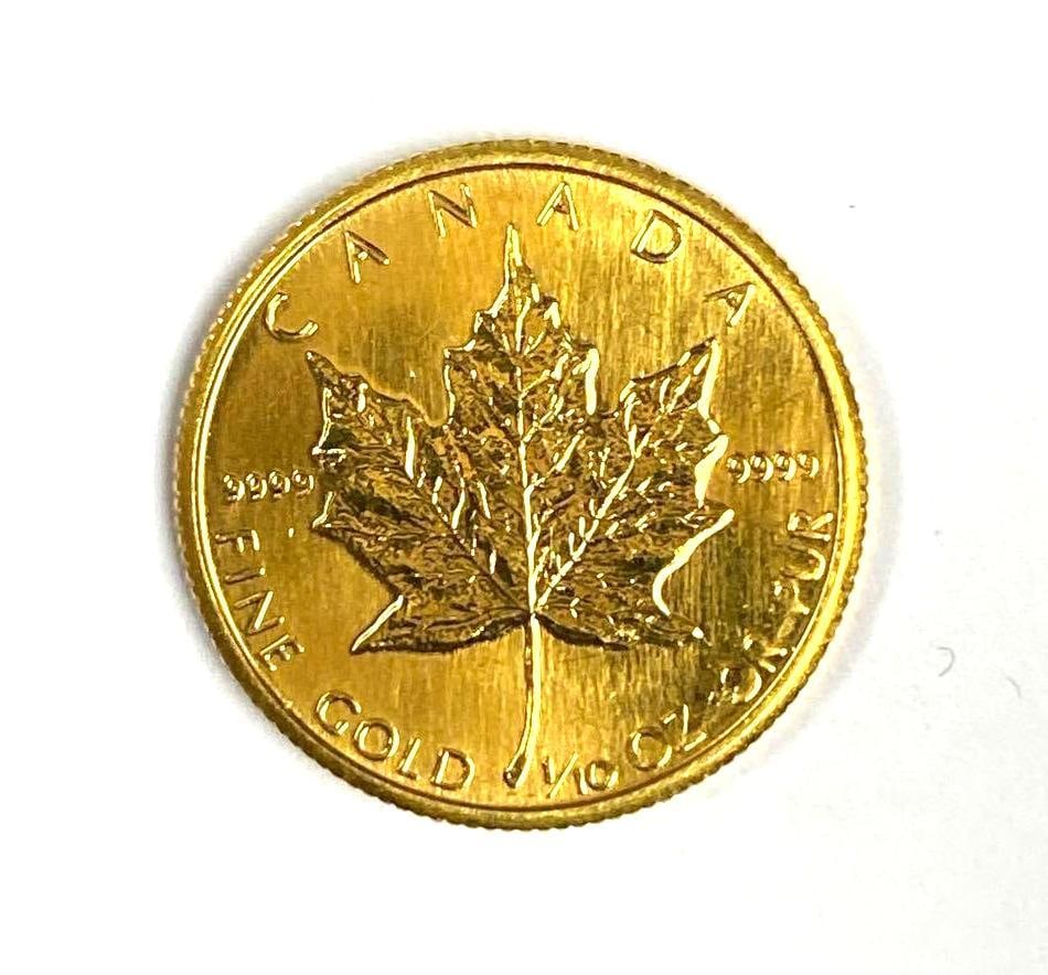1987 Canada $5 Maple Leaf 1/10th oz .9999 Gold Coin (1 of 2)