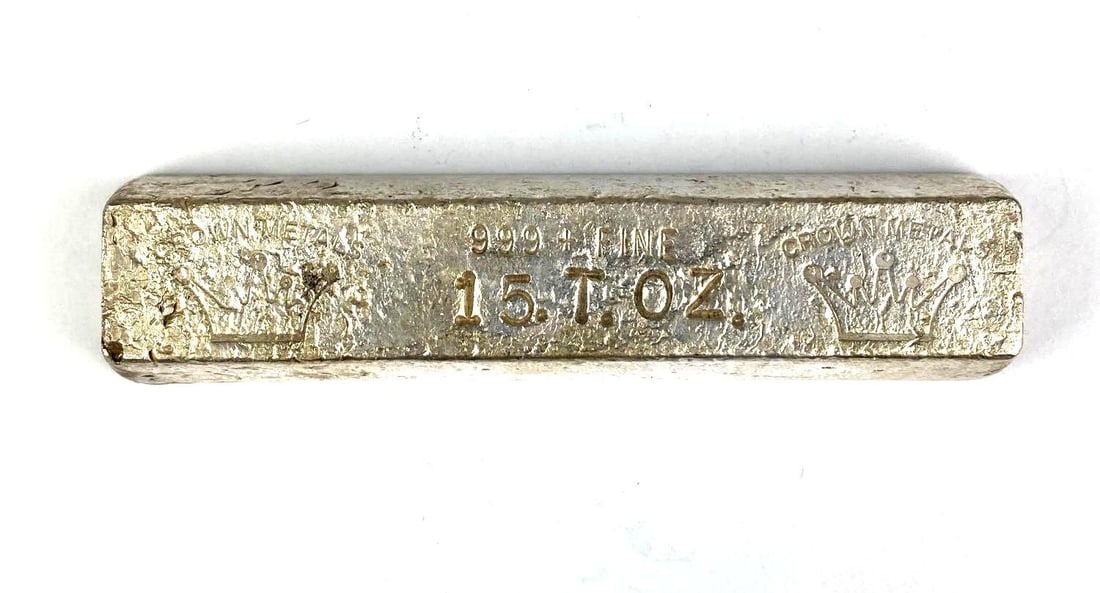 Crown Metals 15 oz .999 Fine Silver Ingot/ Bar: Crown Metals 15 oz .999 Fine Silver Ingot/ Bar