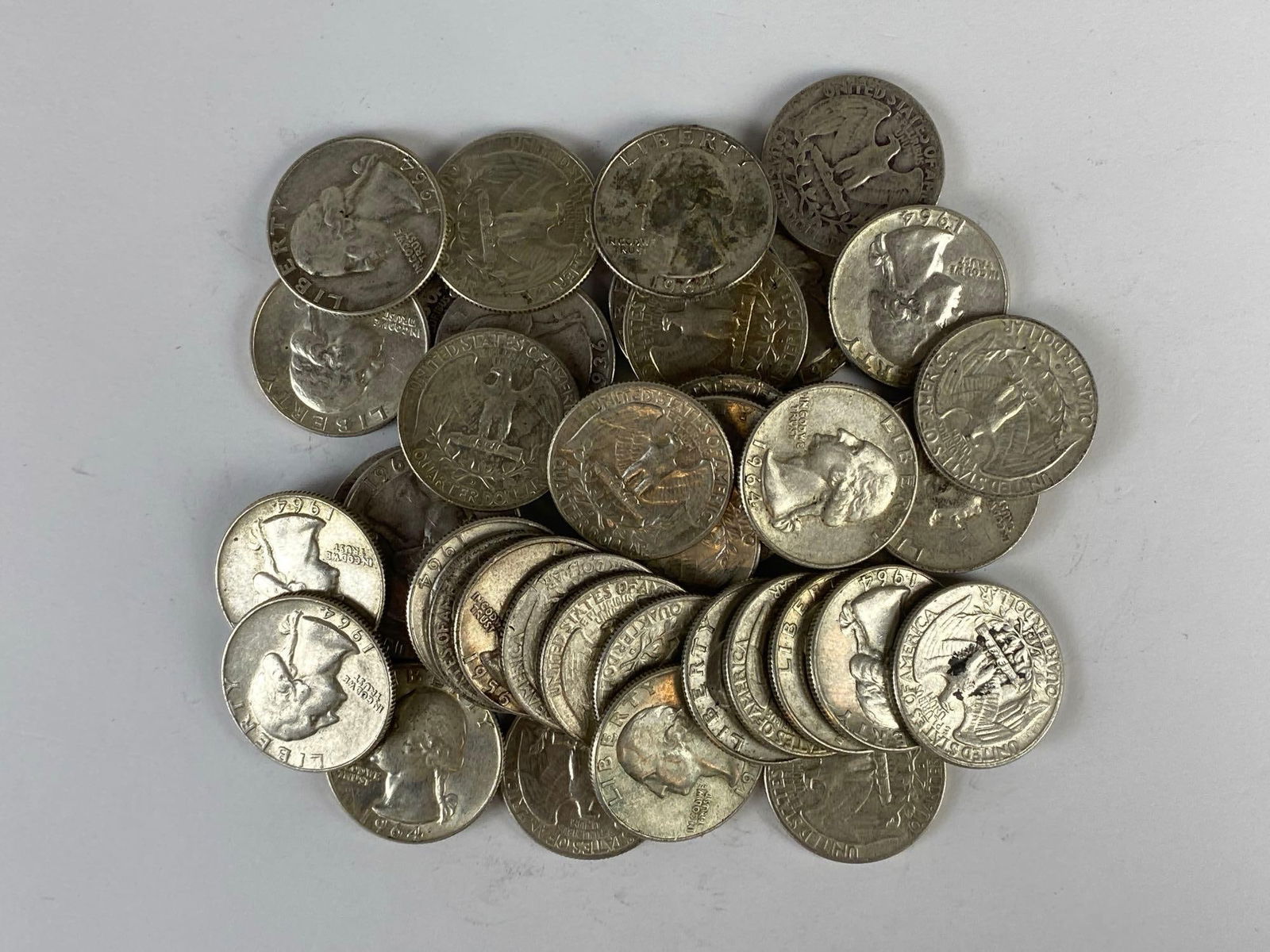 Group of 40 US Washington Silver Quarters (1 of 1)