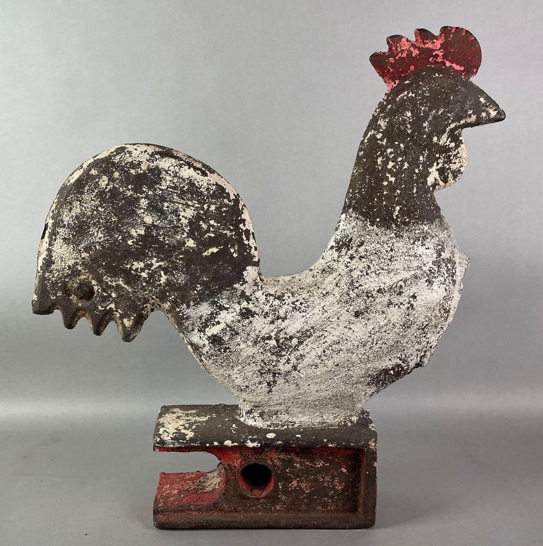 American Folk Art Cast Iron Rooster Windmill Weight (1 of 2)