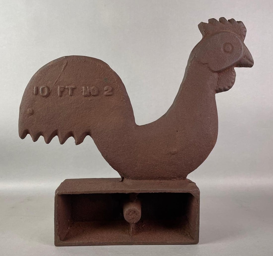 American Folk Art Cast Iron Rooster Windmill Weight (1 of 2)