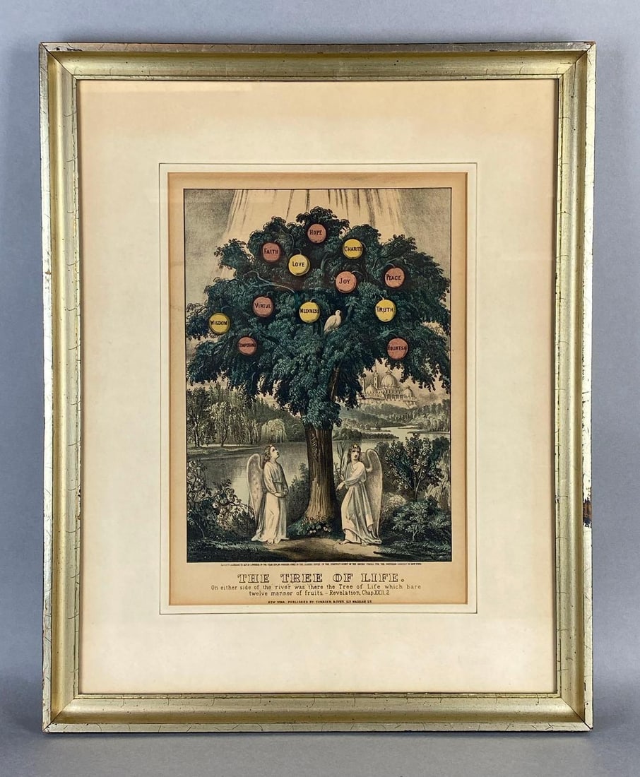 1870 Currier and Ives The Tree of Life Lithograph (1 of 5)