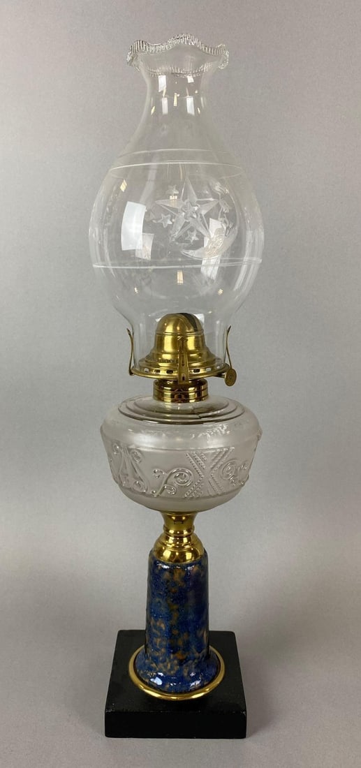 Antique Pottery Base Oil Lamp (1 of 4)