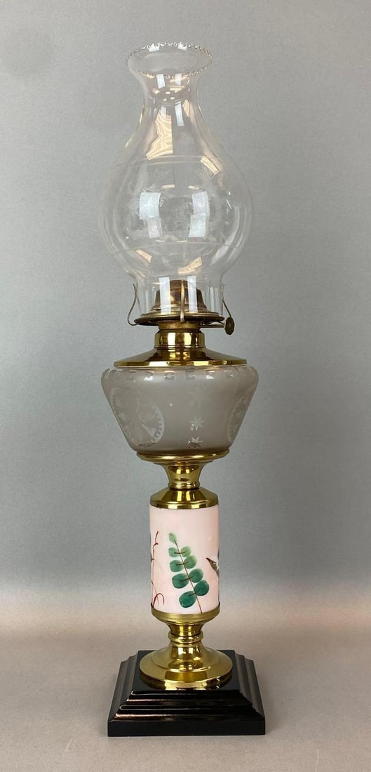 Antique Victorian Floral Oil Table Lamp (1 of 3)