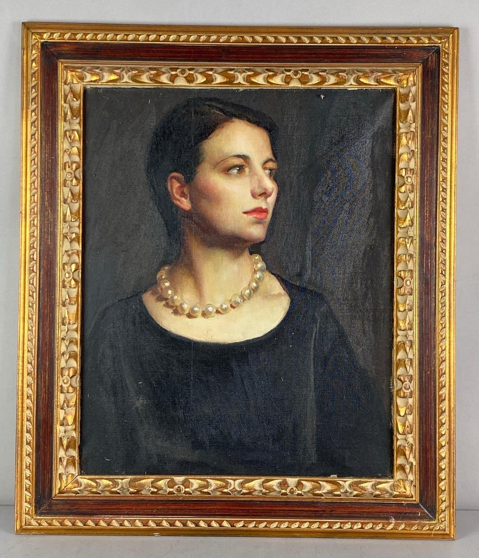 Vintage Portrait of Woman Oil On Canvas Painting (1 of 2)