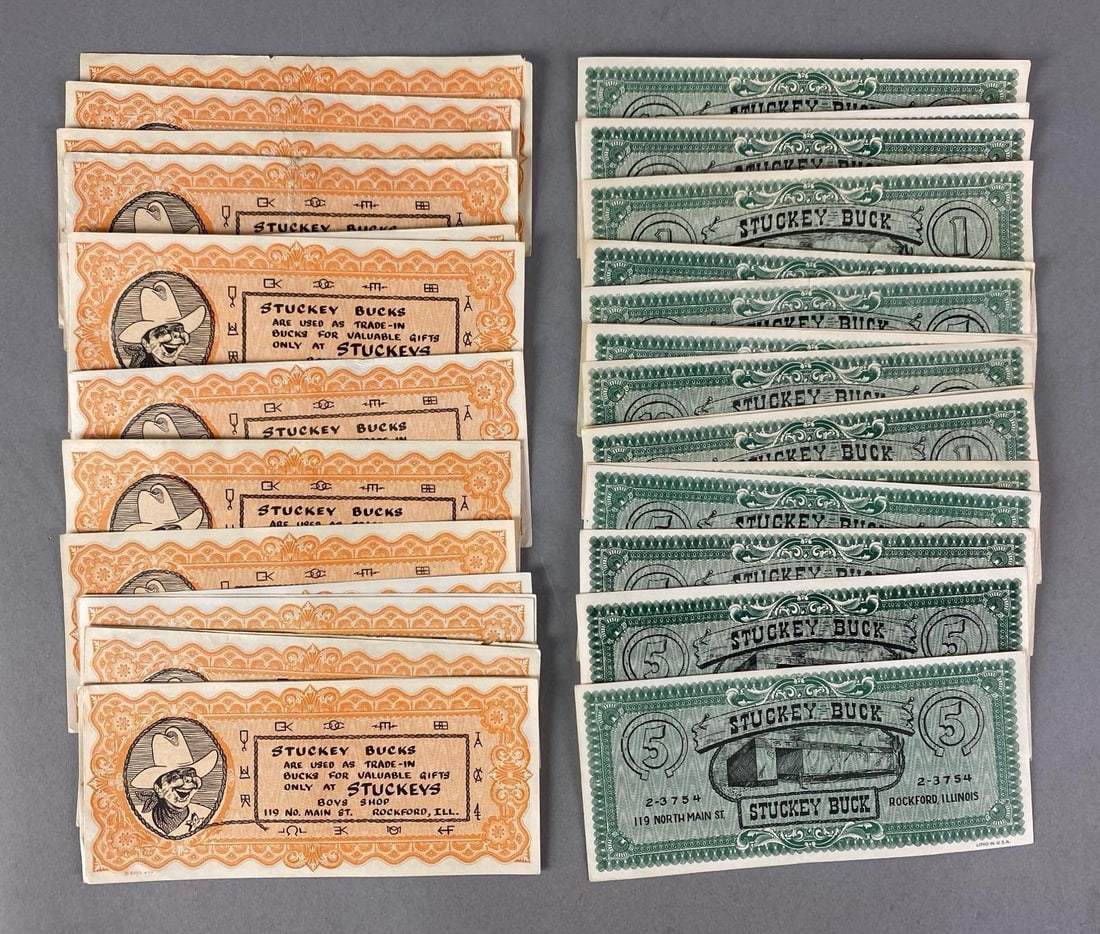 Group of Stuckey Bucks Rockford Illinois: Each Buck measures 3” H x 6” W
