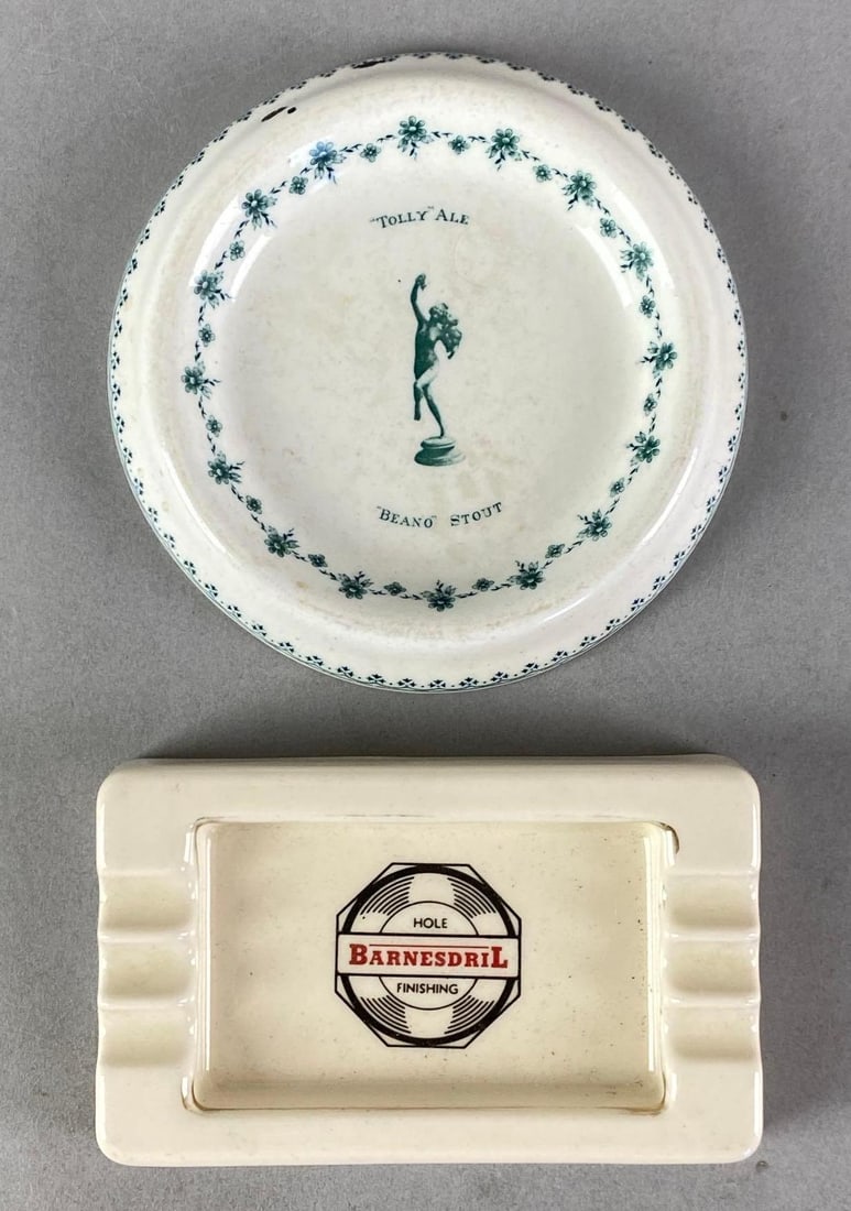 Group of 2 Porcelain Advertising Ashtrays (1 of 3)