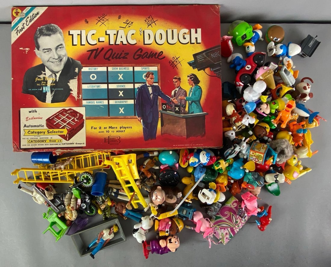 Group of Children’s Toys and More: Includes Walmart, Tic-tac dough, wind up toys and more, largest measures 13” H x 19” w x 3” D