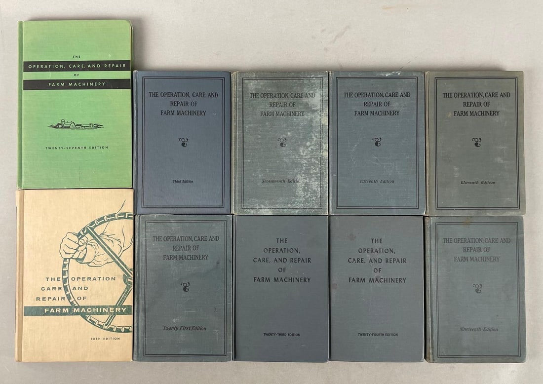 Group of Vintage The Operation Care and Repair of Farm Machinery Books: Published by John Deere, different editions