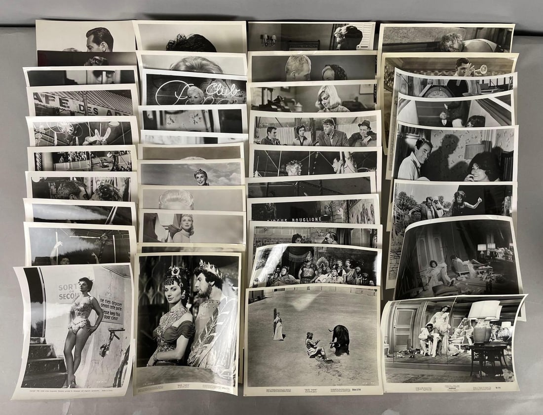 Group of Vintage Movie Stills: Includes quo vadis, Sofia Loren, arabesque, and more