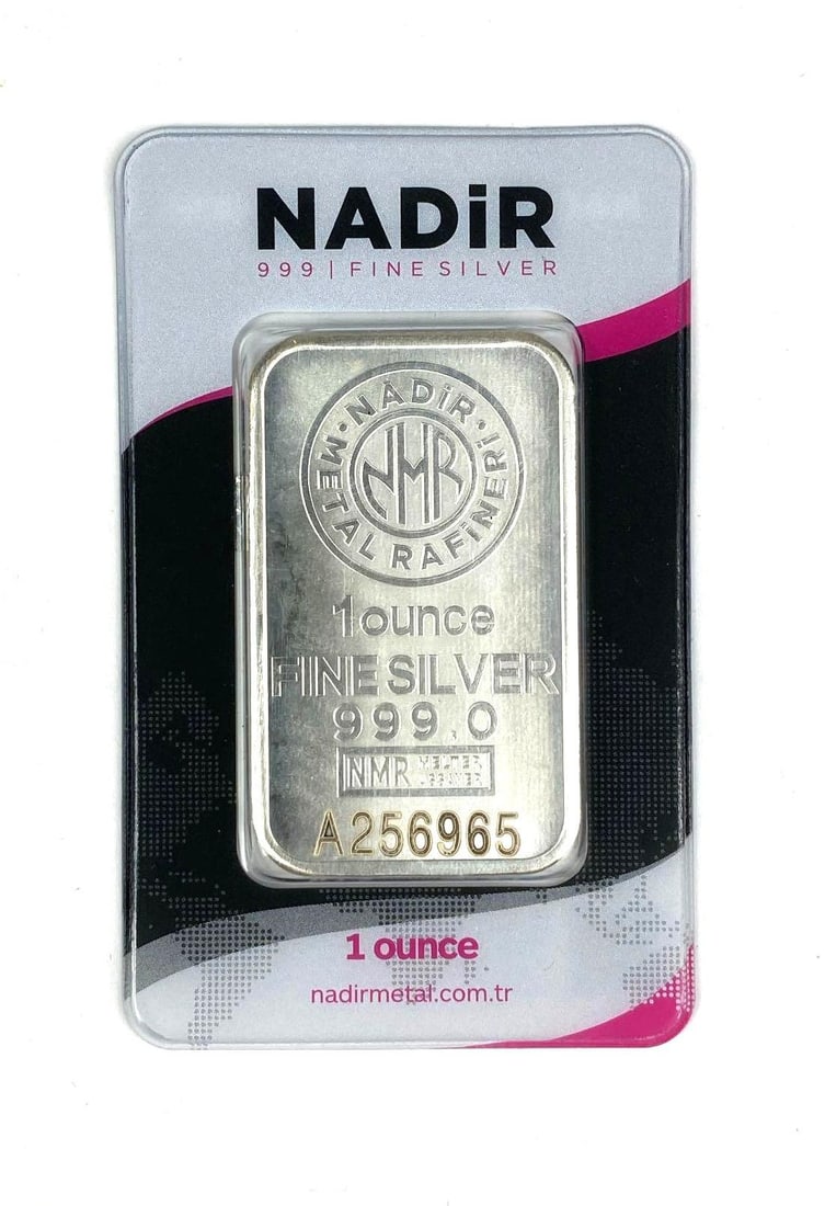 Nadir Metal Rafineri 1 oz 999.0 Fine Silver Ingot/ Bar (1 of 2)