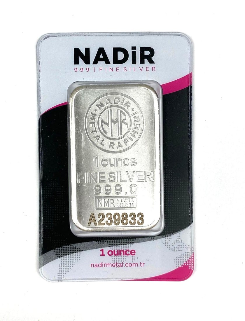Nadir Metal Rafineri 1 oz 999.0 Fine Silver Ingot/ Bar (1 of 2)