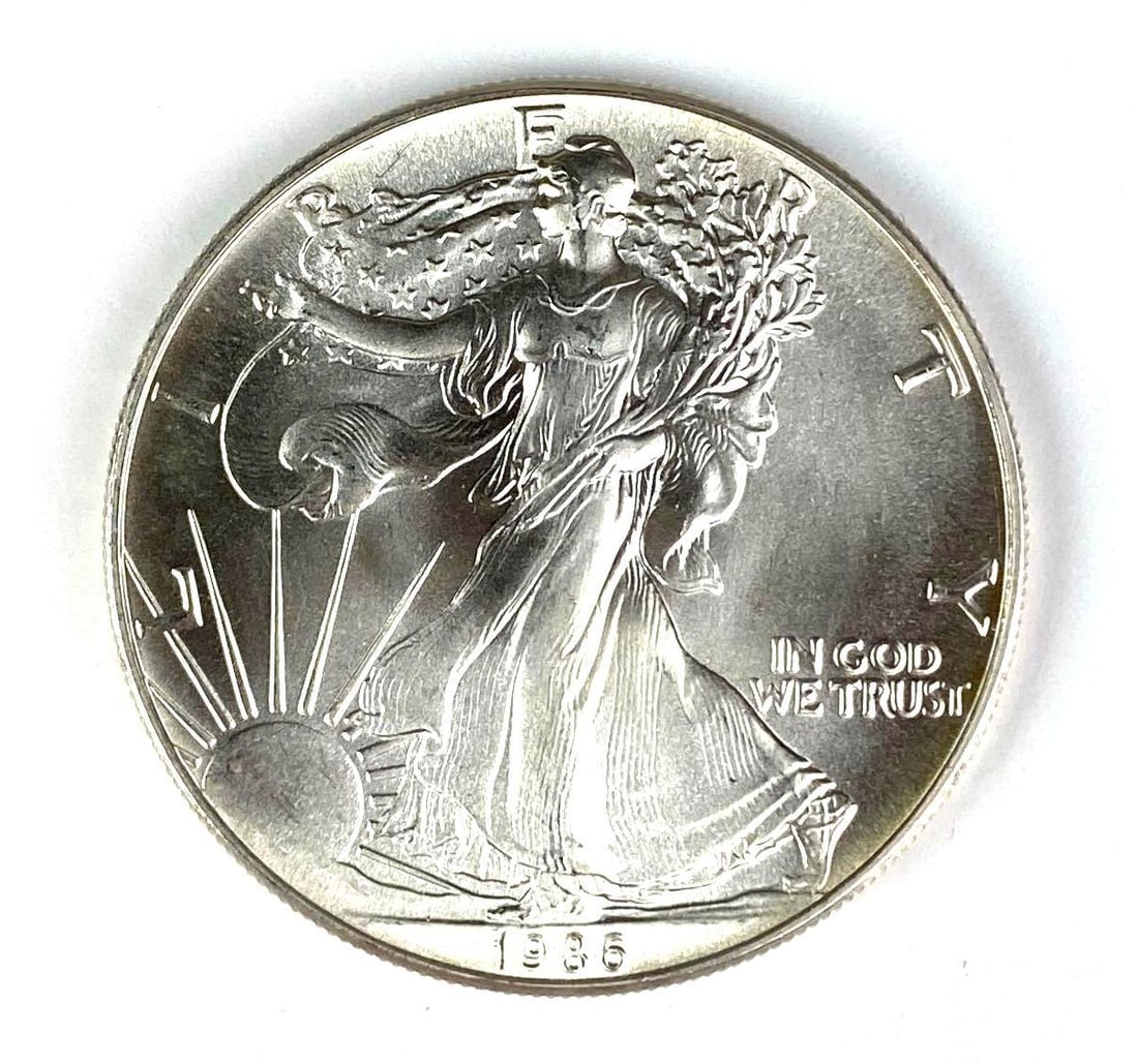 1986 US Mint Silver American Eagle 1 oz .999 Fine Silver (1 of 2)