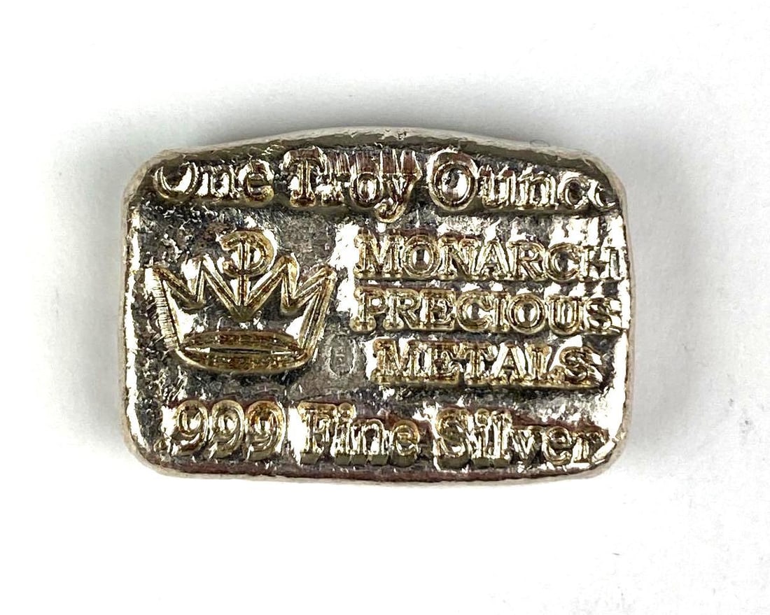 Monarch Precious Metal 1 oz .999 Fine Silver Hand Poured Ingot/ Bar (1 of 2)