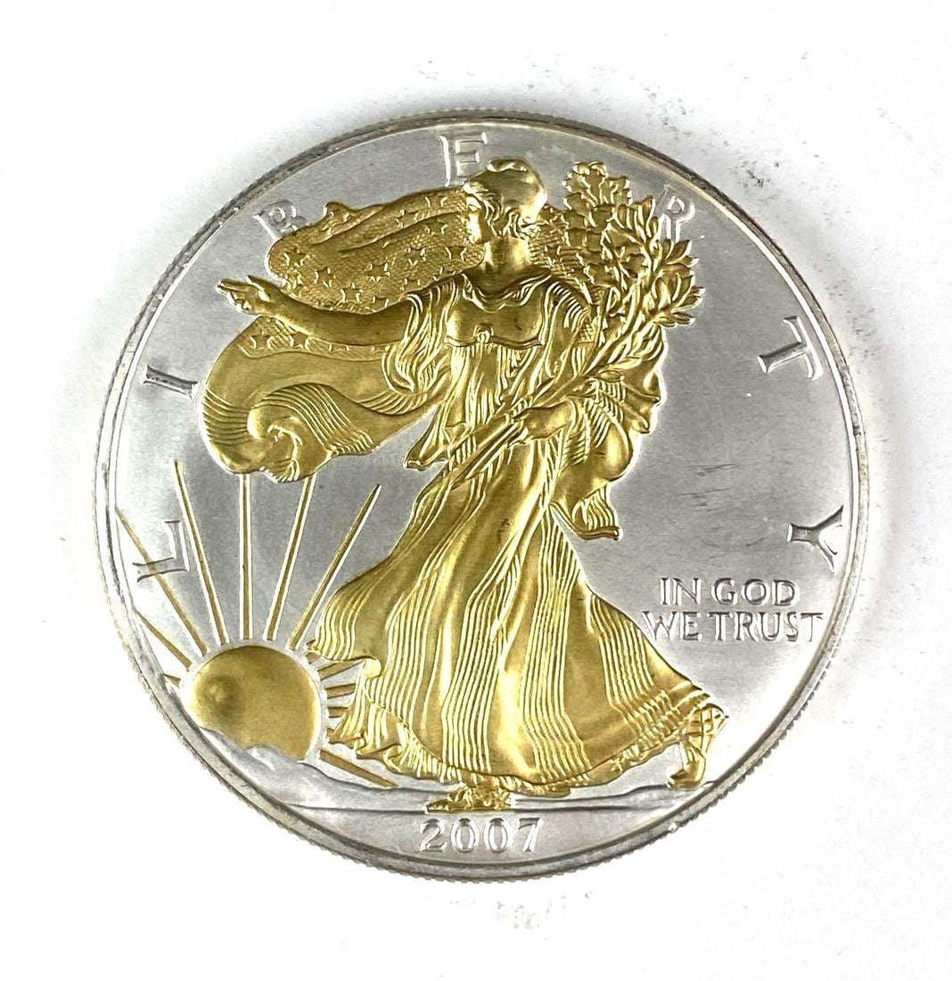 2007 US Mint Gilded Silver American Eagle 1 oz .999 Fine Silver (1 of 2)