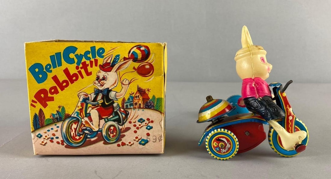 Vintage Suzuki Japan Bell Cycle Rabbit Wind Up Toy (1 of 4)