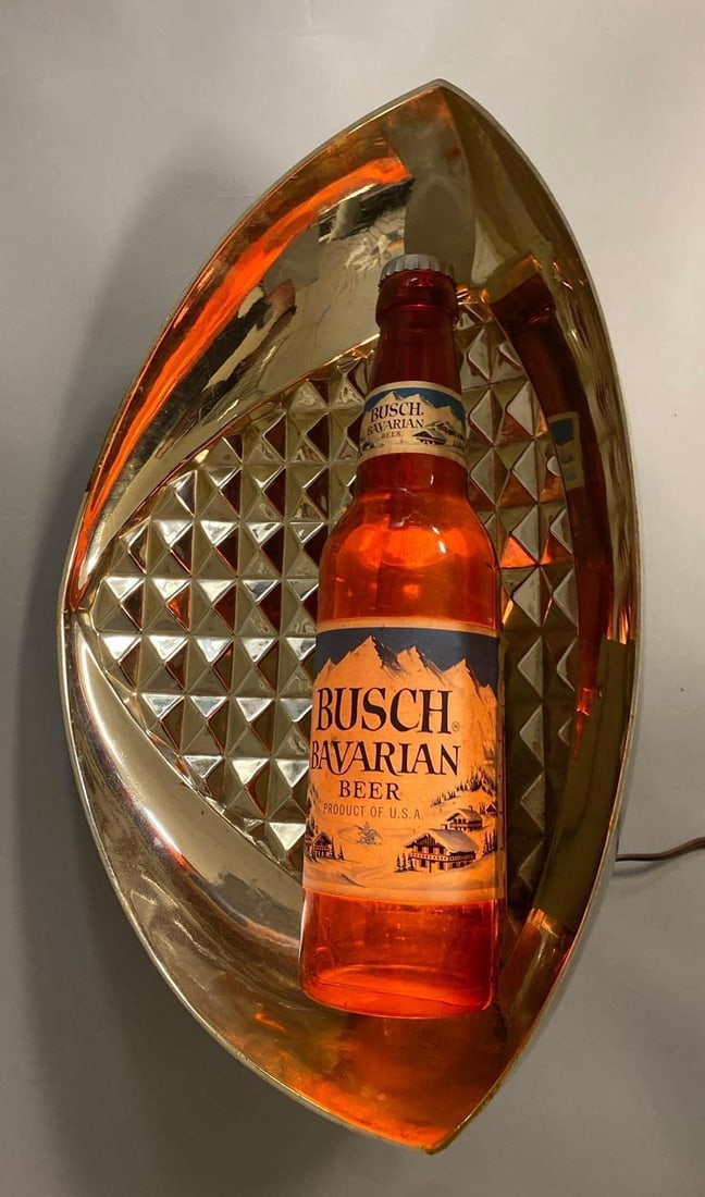 Busch Bavarian Beer Heat Light Up Advertising Sign: Working condition. Circa 1960, measures H 20 x W 7 x L 14 inches.