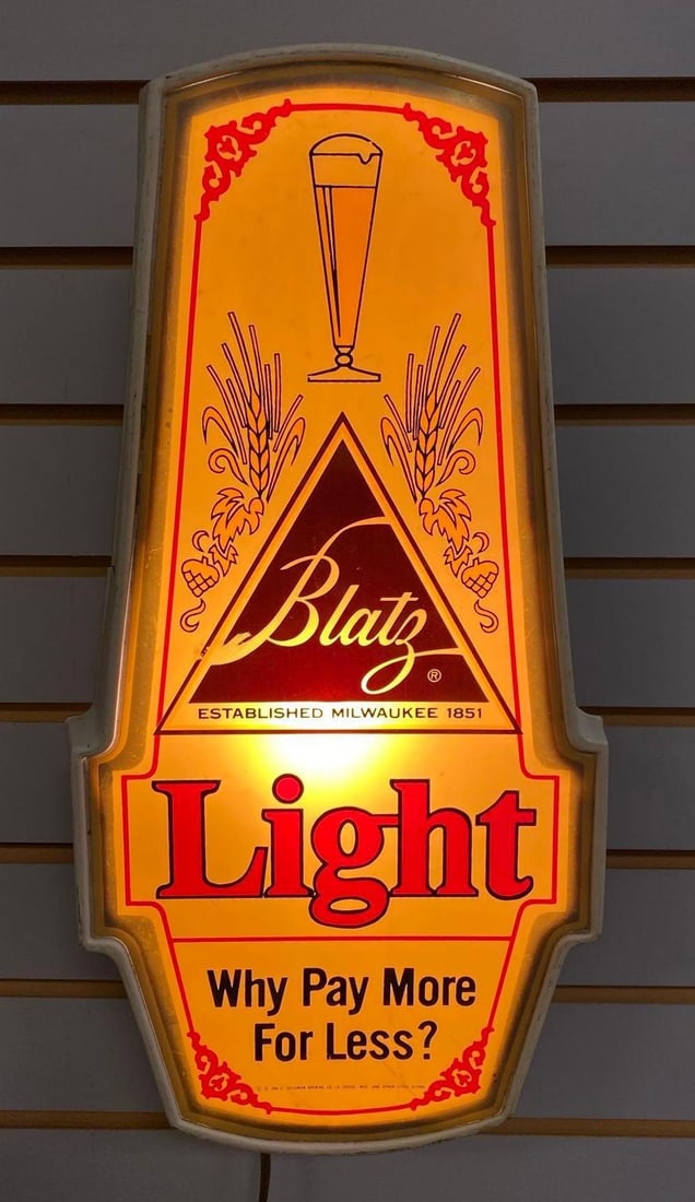 Blatz Light Beer Heated Light Up Advertising Sign (1 of 2)