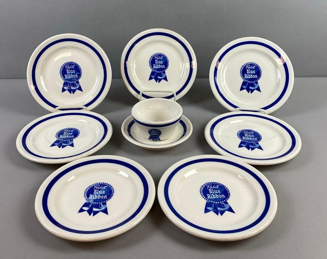 Group of Assorted Pabst Blue Ribbon Beer Bowl and Plates (1 of 4)