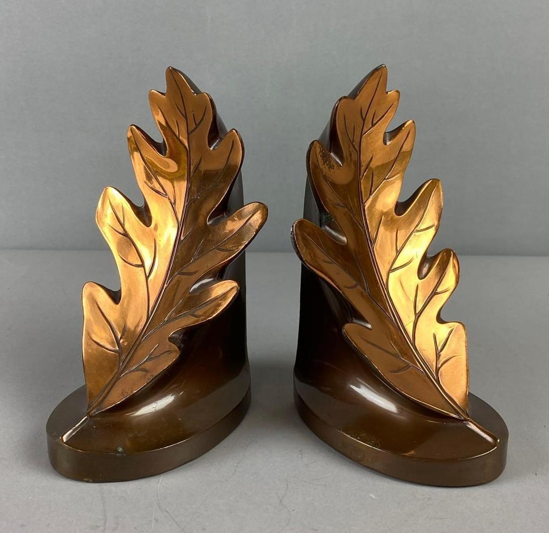 Group of 2 Leaf Bronze Cast Bookends (1 of 3)
