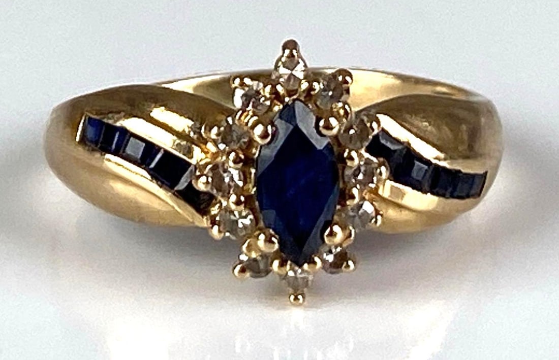 14K Yellow Gold Diamond Sapphire Ring (1 of 4)