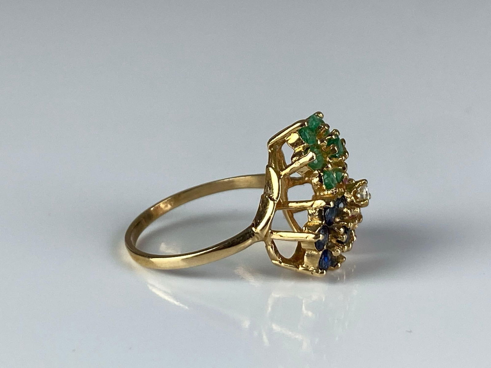 14K Yellow Gold Multi-Gem Cluster Ring - 4