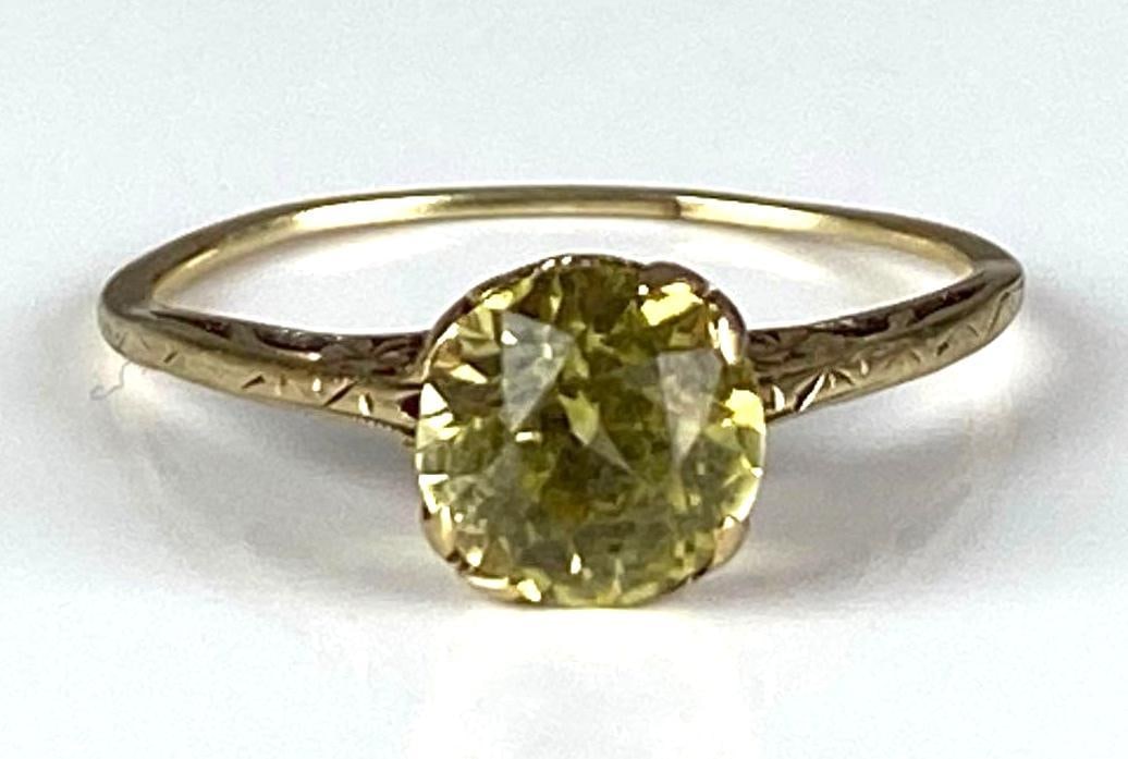 Signed 14K Yellow Gold Yellow Sapphire Ring (1 of 4)