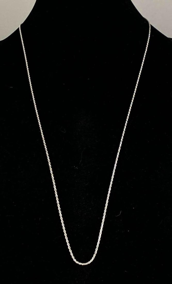 Sterling Silver Twisted Chain Necklace: Measures 30” In Length
