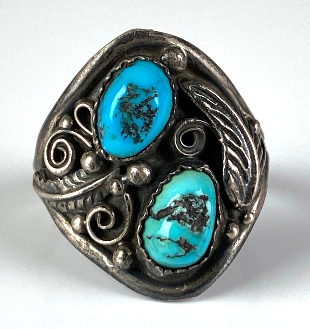 Signed RN Sterling Silver Native American Turquoise Ring (1 of 4)