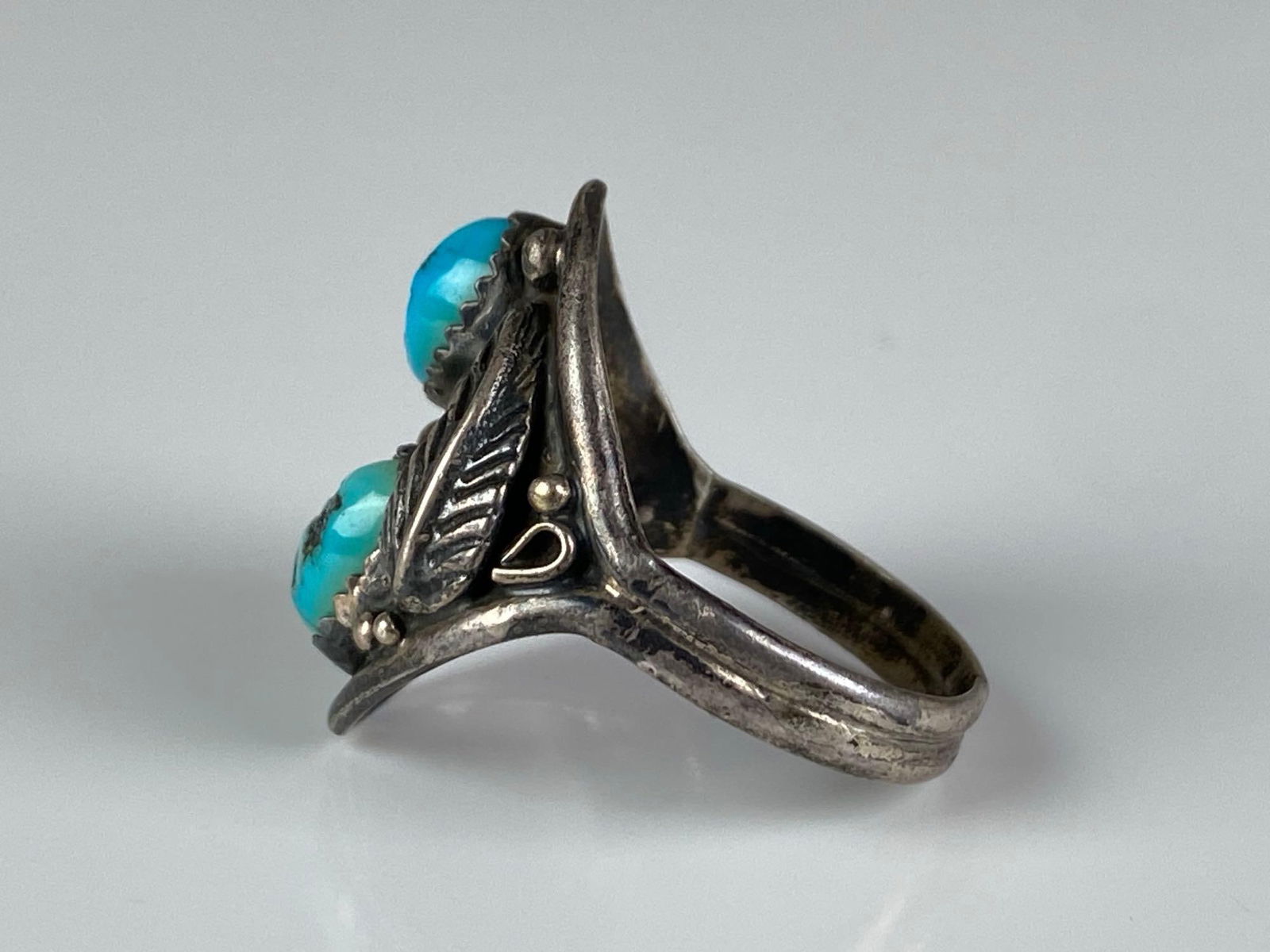 Signed RN Sterling Silver Native American Turquoise Ring - 2