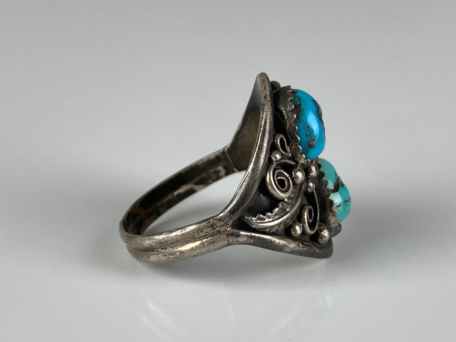 Signed RN Sterling Silver Native American Turquoise Ring - 4