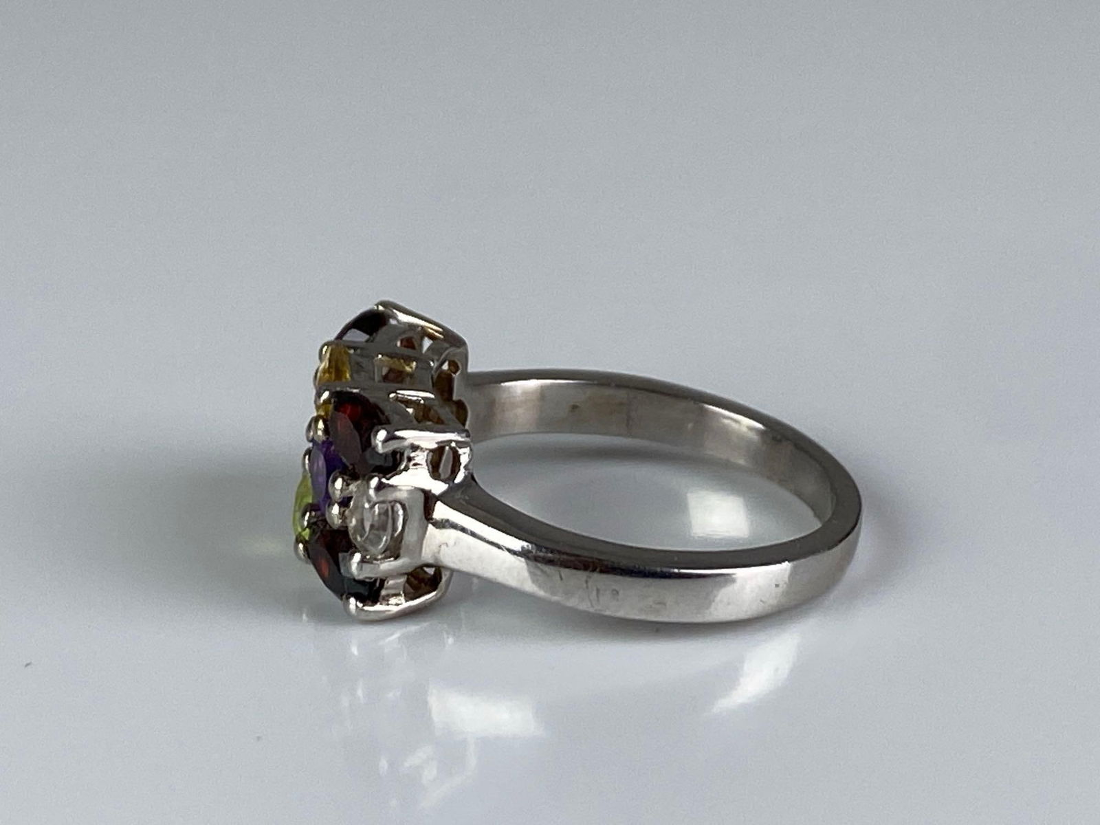 Signed TGGC Sterling Silver Multi-Gem Cluster Ring - 2