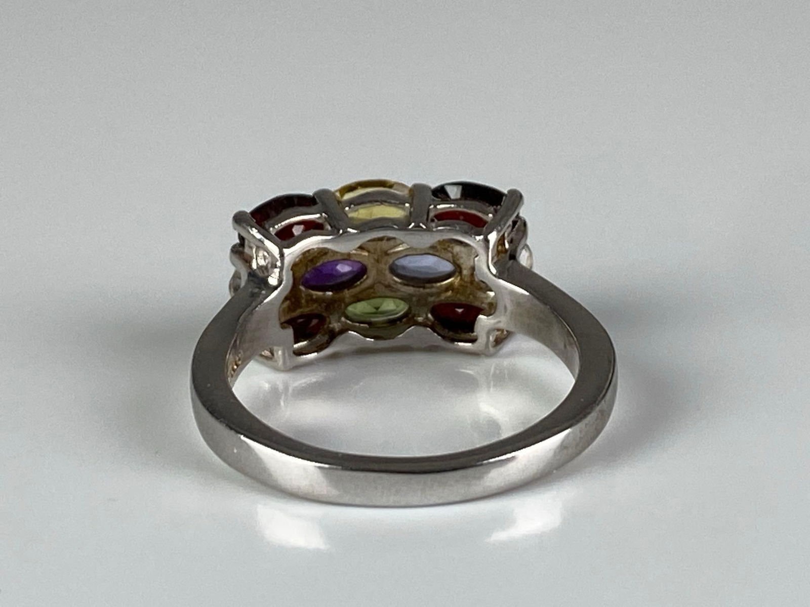 Signed TGGC Sterling Silver Multi-Gem Cluster Ring - 3