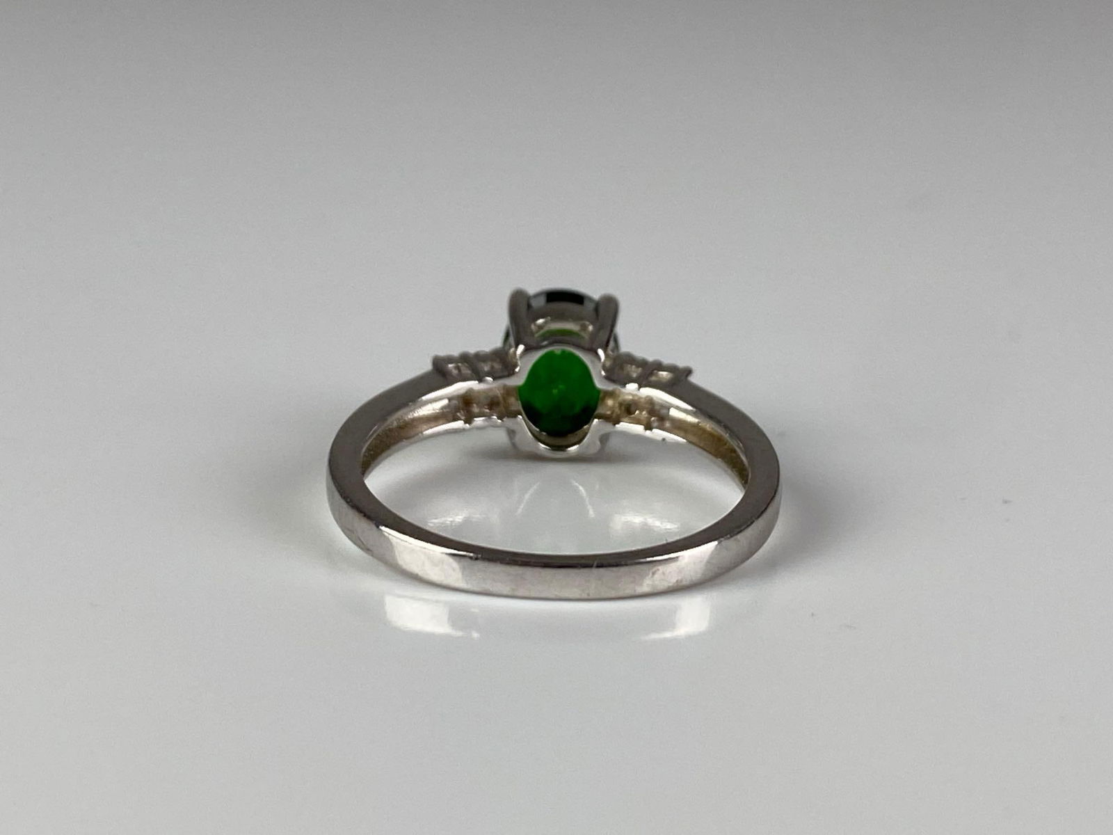 Sterling Silver Emerald Clear Spinel Ring - 3