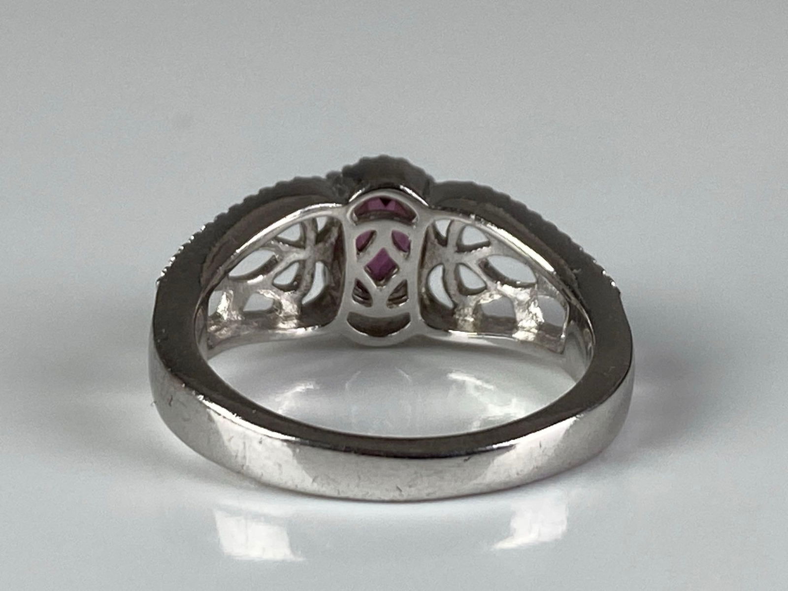 Signed STS Karis Silver Plated Rhodolite Ring - 3