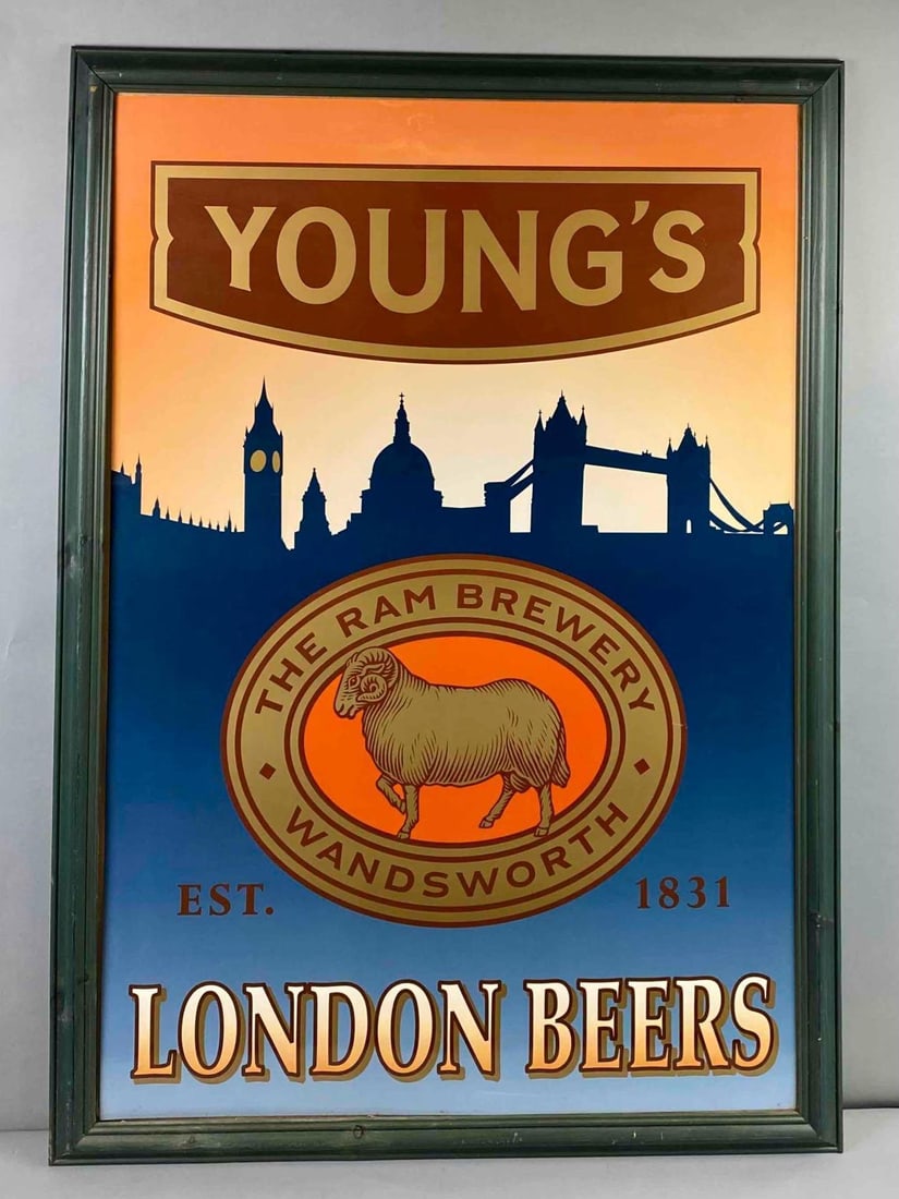 Young’s London Beer Advertising Framed Print: Measures L 40 x W 29 inches.