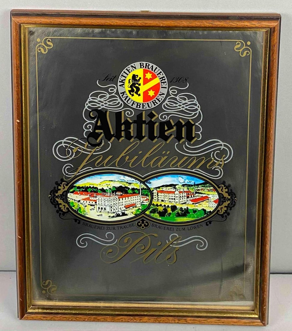 Aktien Brauerei Kaufbeuren Beer Advertising Mirror: Measures L 19 x W 15 inches.