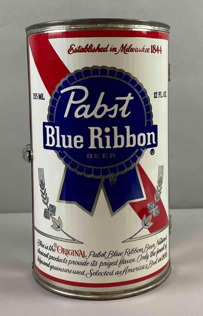 Pabst Blue Ribbon Beer Advertising Tabletop Grill: Measure L 14 x W 8 inches when closed.