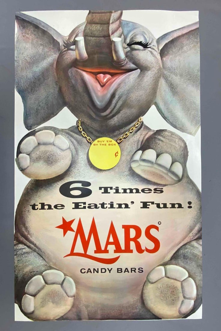 Mars Candy Bars Advertising Print: Measures L 34 x W 20 1/2 inches.