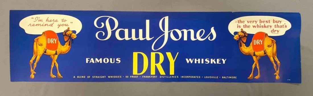 Paul Jones Whiskey Advertising Print: measures L 43 x W 10 1/2 inches.